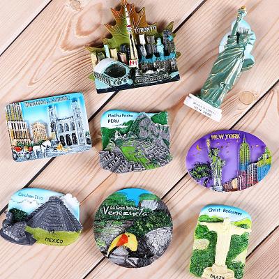 China Shape Custom 3d Fridge Magnets Tourism Souvenirs Metal Fridge Magnet All Over The World for sale