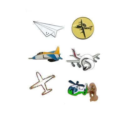 China Europe Customized Lapel Pin Metal Aircraft Pilot Wing Badge Customized Cartoon Crystal Brooch Enamel Pin for sale