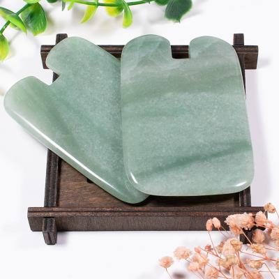 China Face massage and body massage 2020 new style product natural body massage tool green Aventurine shape Gua sha stone skin care board for sale