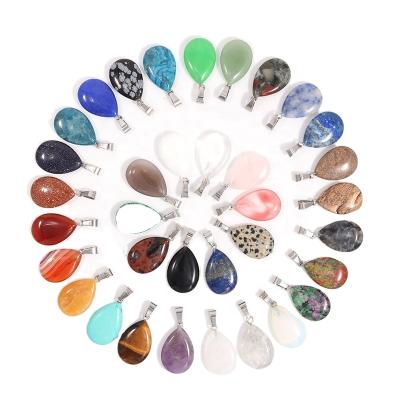 China Wholesale Charms Charms Assorted Natural Stone Drop Crystal Pendant Water Teardrop Bead For Jewelry Making for sale