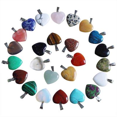 China Charm 20mm Charms Matched Natural Crystal Stone Bead Heart Pendants For Jewelry Making for sale