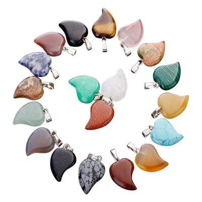 China Charm of beautiful natural stone pendants assorted small charms beads heart pendant for jewelry making for sale