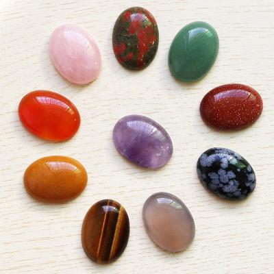 China Natural Gemstone Diy Ring Jewelry Accessories Charms 22x30mm No Hole CAB Cabochon Flat Oval Stone Beads For Jewelry Making for sale