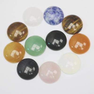 China Jewelry using 25mm charms natural crystal quartz stone bead round cabochon flat back stone for jewelry making for sale