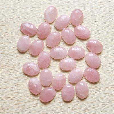 China Diy Ring Jewelry Accessories Wholesale 15x20mm Natural Crystal Oval Rose Quartz Stone Beads Oval Flat Back Stone Cabochon For Ring Jewelry Making for sale