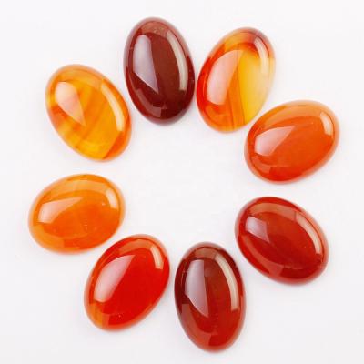 China Diy Ring Jewelry Accessories Wholesale 18x25mm Natural Red Onyx Agate Stone Oval Flat Back Stone Cabochon For Jewelry Findings for sale