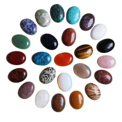 China Natural Gemstone Diy Ring Jewelry Accessories Charms 22x30mm No Hole Beads CAB Cabochon Flat Oval Stone Beads For Jewelry Making for sale