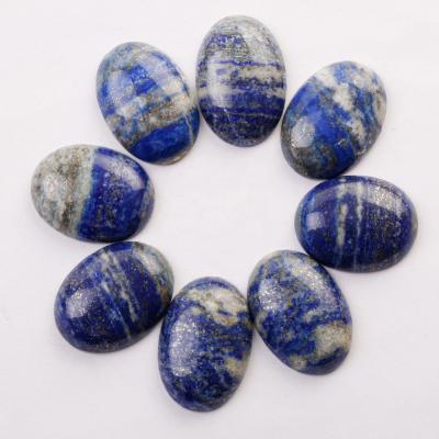 China Diy Ring Jewelry Accessories Charms Natural Lapis Lazuli Gemstone 22x30mm No Hole CAB Cabochon Flat Oval Stone Beads For Jewelry Making for sale