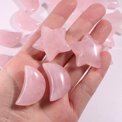 China Europe 30mm Charms Hand Cut Natural Rose Quartz Crystal Small Crystal Stars Ornament For Home Decoration Gift for sale