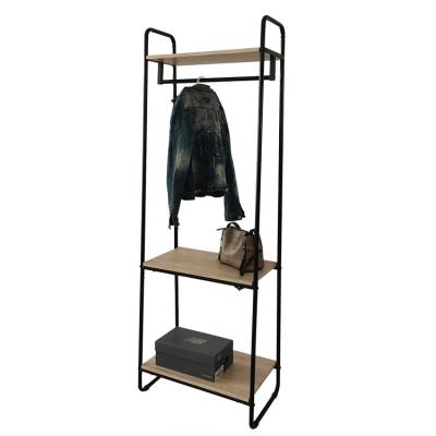 China Convertible Clothes Rack Floor Rack Coat Rack For Shop Design Metal Hallaway Coat Rack Wood With Shoe Cabinet for sale