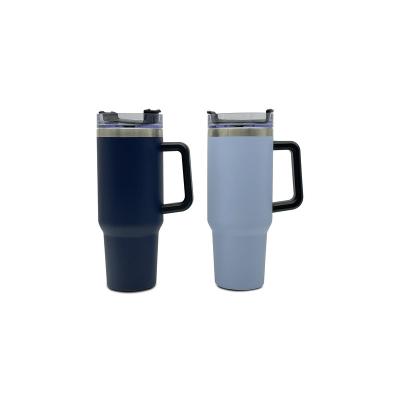 China Sustainable Wholesale 40oz Double Wall Vacuum Insulated Stainless Steel Tumbler with handle and straw Lid for sale