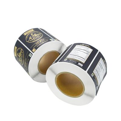 China Eco-Friendly Custom Biodegradable Gold Foil Adhesive Black Paper Packaging Vinyl Labels Stickers Printing Printing for sale