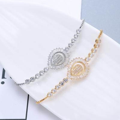 China South Korea fashion diamond-studded jewelry, simple and versatile, new punk, ladies water drop gold-plated bracelet, bracelet for sale