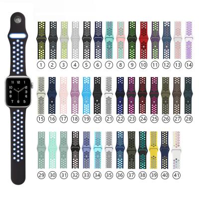 China Dual 38mm 40mm 42mm 44mm Silicone Rubber Sports Watch Band Strap Replacement For Apple Watch Se 6 5 4 3 2 1 for sale