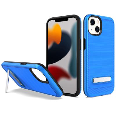 China Hot Selling Anti-fall Brushed Texture Shockproof Hybrid iPhone 13 Pro 12 11 Max Kickstand Armor Phone Case For for sale