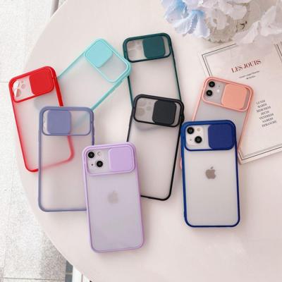 China Shockproof Soft Slide Camera Lens Protector TPU Phone Case Back Cover For iPhone 13 12 11 pro Max Mini for sale