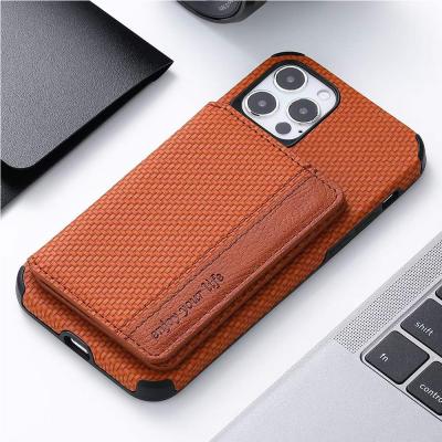 China Anti-fall Business PVC PU Fiber Phone Filter Hybrid Mounts Phone Case For iPhone 13 12 11 pro Max Wallet Back Cover for sale