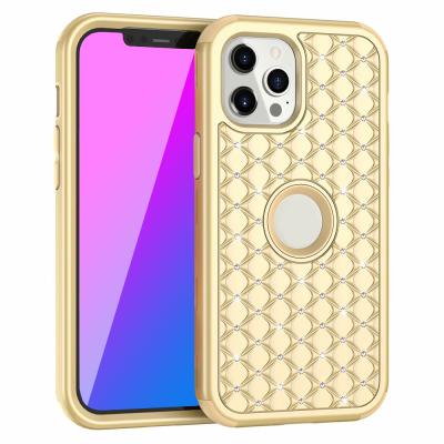 China wholesale Anti-drop For iPhone 12 Pro Max Case Luxury Diamond Three Layer Shockproof Cover Resistant Case For iPhone 12 11 for sale