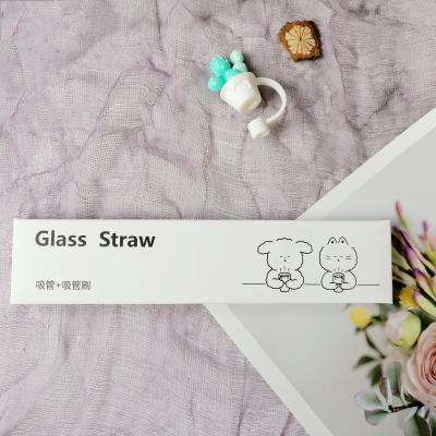 China High Borosilicate Disposable Gift Straw Brush Liquor Beverage Promotion Products Supermarket and Cleaning Glass Set for sale