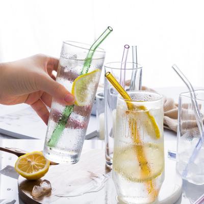 China China Factory Direct Sales Color Printing Borosilicate Sustainable Drinking Straight And Leaning Glass Straw for sale