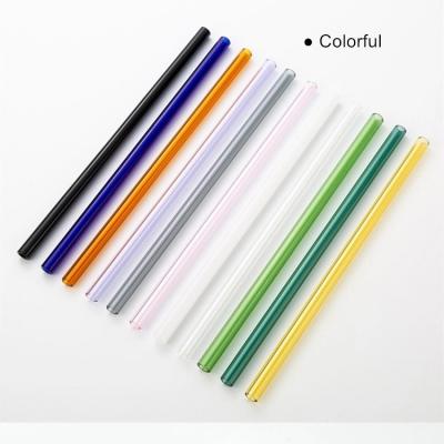 China 8*200 Mm Disposable Colored High Borosilicate Glass Straws Straight Clear Bar Straw With Logo for sale