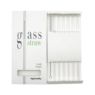 China Viable Laser Logo Custom Drinking Glass Straw Box Reusable Food Grade Straw for sale