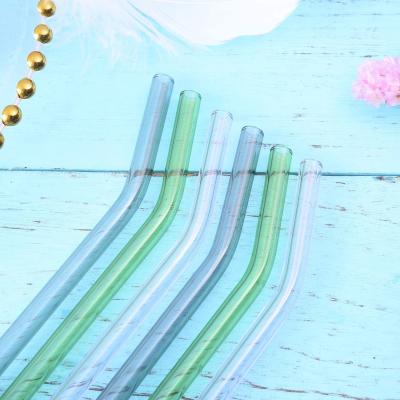 China Disposable Special 4/10PC Fine Curved Straight Glass Straws Straw Set With Cleaning Brush Eco-Friendly Reusable Bend Drinking Glass for sale