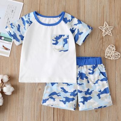 China Baby Casual Clothes Camouflage Children Set Korean Style Elasticity Two-piece Baby Boy Set Children New Summer T-shirt+Shorts for sale