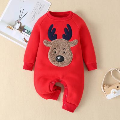 China Deer Printing New Christmas Deer Animal Cartoon Knitted Winter Boys Newborn Infant Girls Casual Jumpsuit Christmas Baby Clothes Rompers for sale