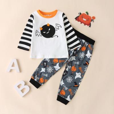 China Anti-wrinkle Halloween Toddler Clothes 2pcs Set Bat Printed Long Sleeve Kids Pajamas Set For 1-6Y for sale