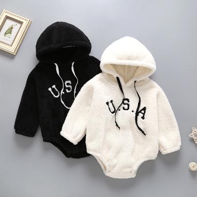 China 2020 New Cute Polyester Newborn Baby Girl / Cotton Baby Boy Clothes Long Sleeve Hooded Sweatshirts Back Zipper Baby Romper Clothes Toddler Autumn Winter Wear 0-18M for sale