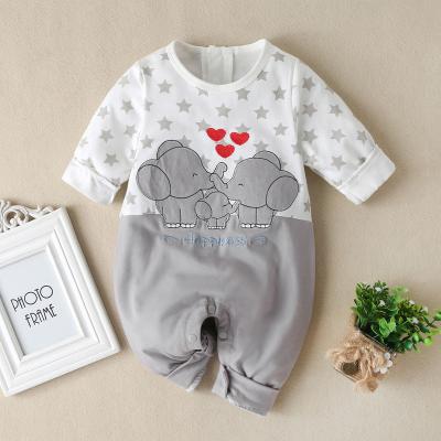 China Spandex/Cotton Long Sleeve Elephant Baby Boy Animal Romper Baby One Piece Cute Cartoon Newborn Jumpsuit for sale