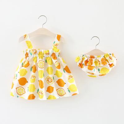 China Breathable Newborn Babies Clothes Sleeveless Dress+Briefs 2PCS Outfits Lemon Cute Clothing Sets Summer Sunsuit 0-18M for sale