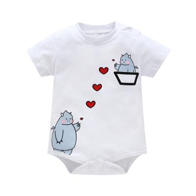 China Breathable Newborn Craft Jumpsuit Baby Short Sleeve Clothes Baby Boy Girls Summer Clothes Casual Romper Cartoon Printed for sale