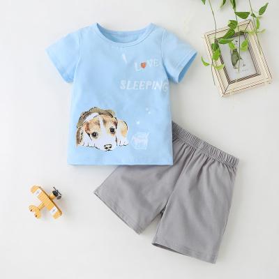 China Casual Summer Newborn Clothing Sets Summer Baby Clothes For Boys Cute Cotton Dogs Print Baby Sets 2-6Y Baby Toddler Clothes 2PCS for sale