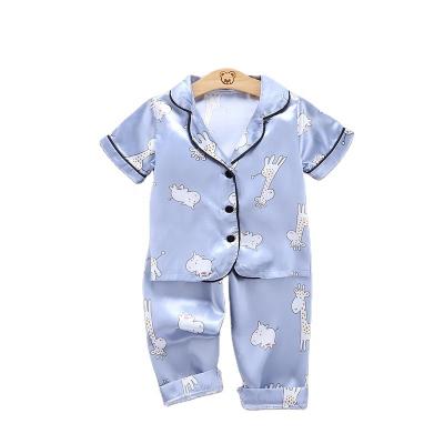 China Animal Pajamas 2pcs Dot Print Casual Tops Short Sleeve+pants Kids Clothes QUICK DRY Home Wear Child Sleepwear Sets Baby Boy Girl Pajamas for sale