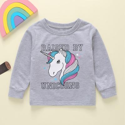 China New QUICK DRY Fashion Toddler Girl Clothes Cotton Letter Cartoon Horse Print Long Sleeve Sweater Tops Winter Autumn Baby Girl Clothes 1-6Y for sale