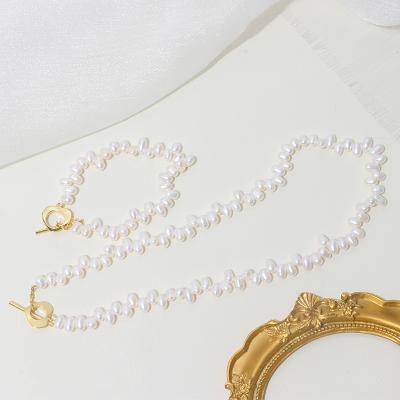 China CLASSIC High Quality Natural Baroque Pearl Necklace Set 14K Gold Plated Customized Jewelry With Cheap Price for sale