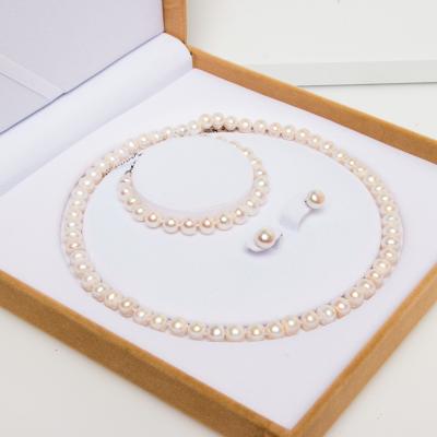 China Wholesale Real Freshwater Pearl Costume Bracelet Necklace Jewelry Set CLASSIC for sale