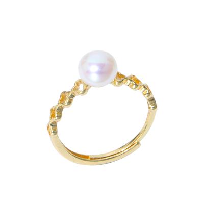 China Simple design S925 jewelry gold color 7-7.5 button shape simple silver pearl ring with cheap price for sale