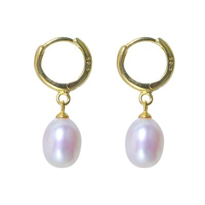 China CLASSIC hot sale high jewelry yellow silver color S925 luster drop shape pearl earring clip with cheap price for sale