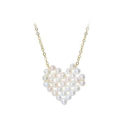 China CLASSIC Elegant Lady Style Heart Shape Pearl Cooper Pendant Gold Plated Chain Necklace With Cheap Price for sale