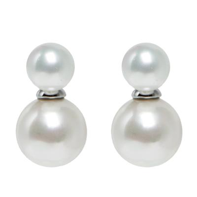 China Other New Design S925 Sterling Silver Double Shell Pearl Stud Earrings For Sale for sale