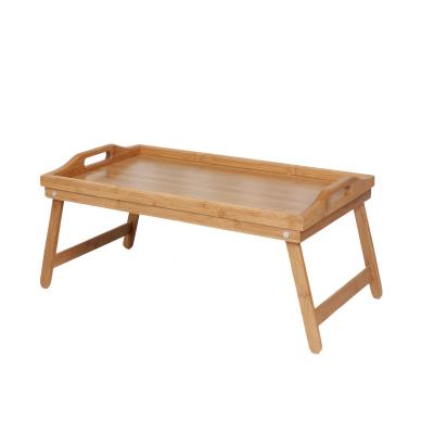 China Sustainable Natural Bamboo Food Tray With Legs and Breakfast Tray Bamboo Bed Table and  Handles Supplier for sale