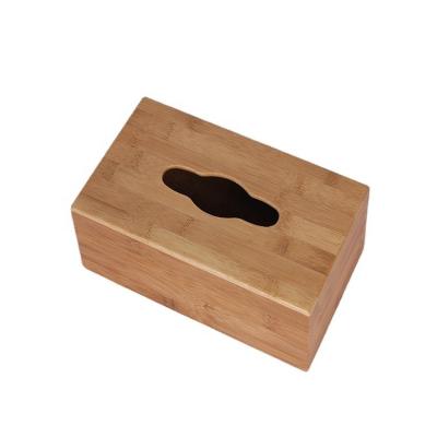 China Modern Safe Convenient Home Decoration Square Natural Color Bamboo Tissue Box for sale