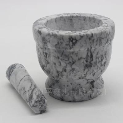 China Wholesale Natural Marble Grinder Stone Mortar Stone Mortar and Pestle Grinder for sale