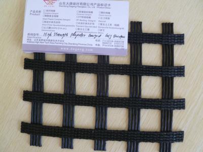 China reforço do asfalto do alongamento de 30KN 13% urdidura biaxiaa de Geogrid do baixo - poliéster feito malha à venda