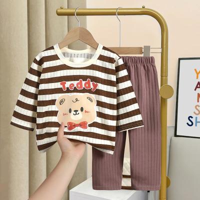 China Wholesale Breathable Kids Girl's Sleep Wear Baby Boy Clothes Set Cute Cotton Pajamas for sale