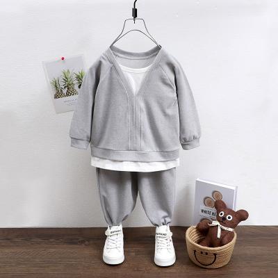 China Boy Safe Kids Fall Clothes 2 Piece Outfit Sweatshirt Sweatpants Clothing Set For Toddler Girl Kids for sale