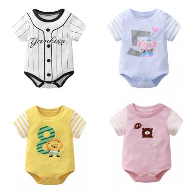 China Wholesale cute infant onesies rompers 100% cotton baby cartoon cartoon short sleeve jumpsuit clothes for sale